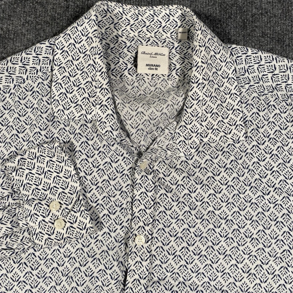 Baird McNutt Murano Slim Fit Long Sleeve Linen Button Shirt Mens XL Abstract